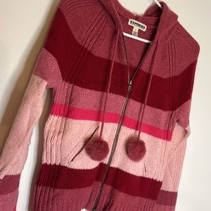 VINTAGE EXPRESS color block zip up sweater